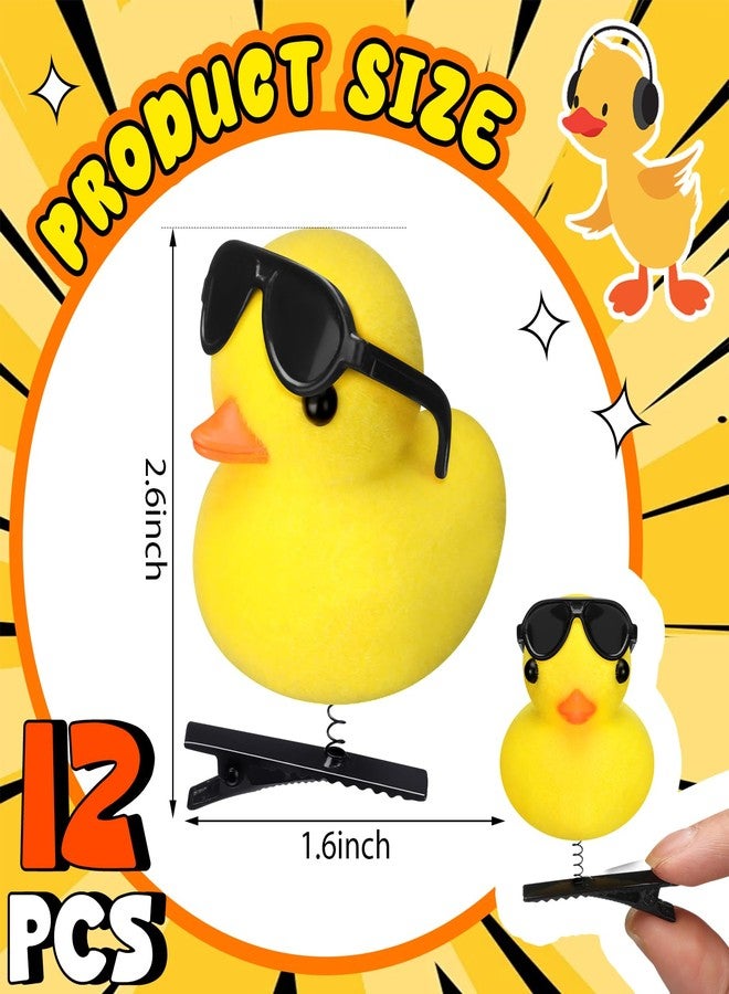 Croknit 12 Pcs Duck Hair Clips Cute Festival Rave Sprouts Yellow Duck Hairpin Kawaii Cartoon Ducky Clips Decorative Hair Accessories for Summer Holiday Party Props(Cool Style) - Image 2